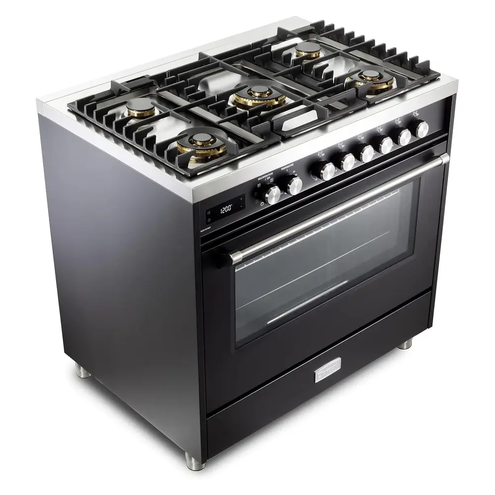 36 inch Ultima Collection Freestanding Dual Fuel Range with 5 Sealed SABAF Brass Burners, 5 cu. ft. Oven Capacity VUFSGE365E