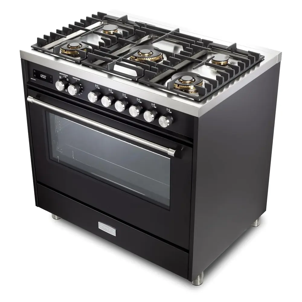 36 inch Ultima Collection Freestanding Dual Fuel Range with 5 Sealed SABAF Brass Burners, 5 cu. ft. Oven Capacity VUFSGE365E