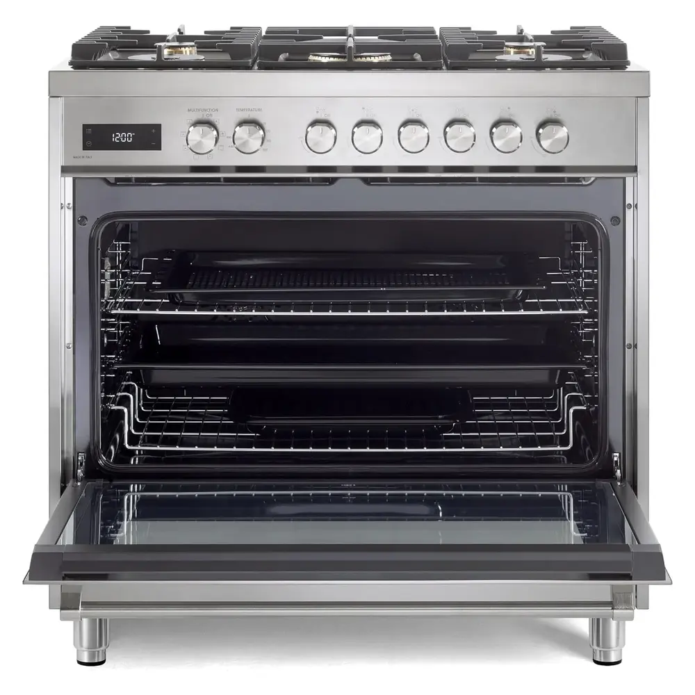36 inch Ultima Collection Freestanding Dual Fuel Range with 5 Sealed SABAF Brass Burners, 5 cu. ft. Oven Capacity VUFSGE365SS