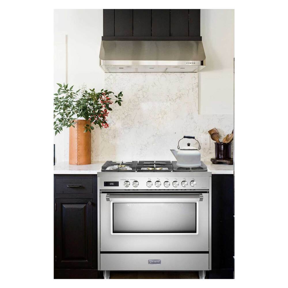 36 inch Ultima Collection Freestanding Dual Fuel Range with 5 Sealed SABAF Brass Burners, 5 cu. ft. Oven Capacity VUFSGE365SS