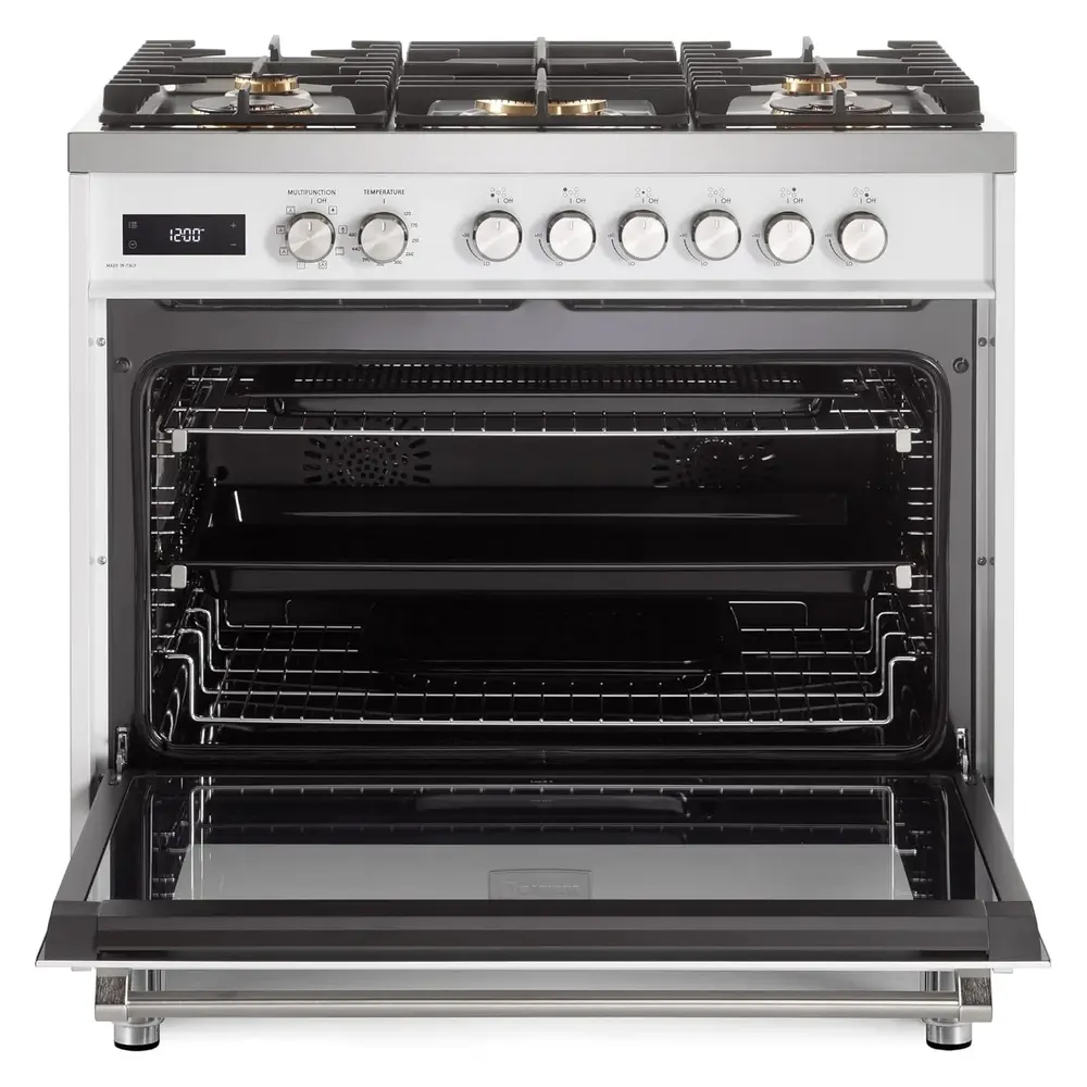 36 inch Ultima Collection Freestanding Dual Fuel Range with 5 Sealed SABAF Brass Burners, 5 cu. ft. Oven Capacity VUFSGE365W