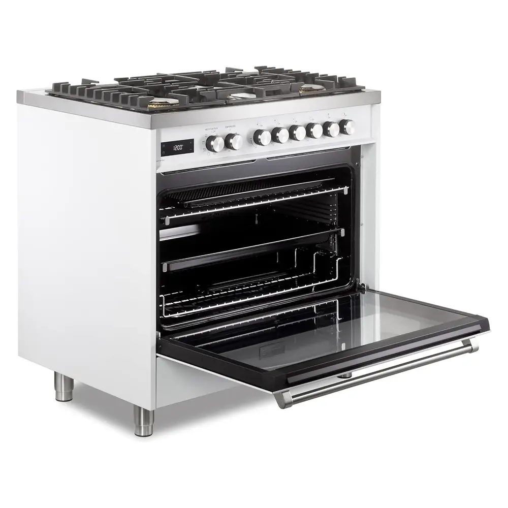 36 inch Ultima Collection Freestanding Dual Fuel Range with 5 Sealed SABAF Brass Burners, 5 cu. ft. Oven Capacity VUFSGE365W