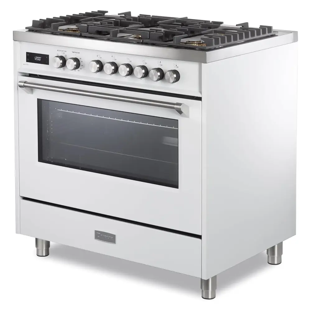 36 inch Ultima Collection Freestanding Dual Fuel Range with 5 Sealed SABAF Brass Burners, 5 cu. ft. Oven Capacity VUFSGE365W