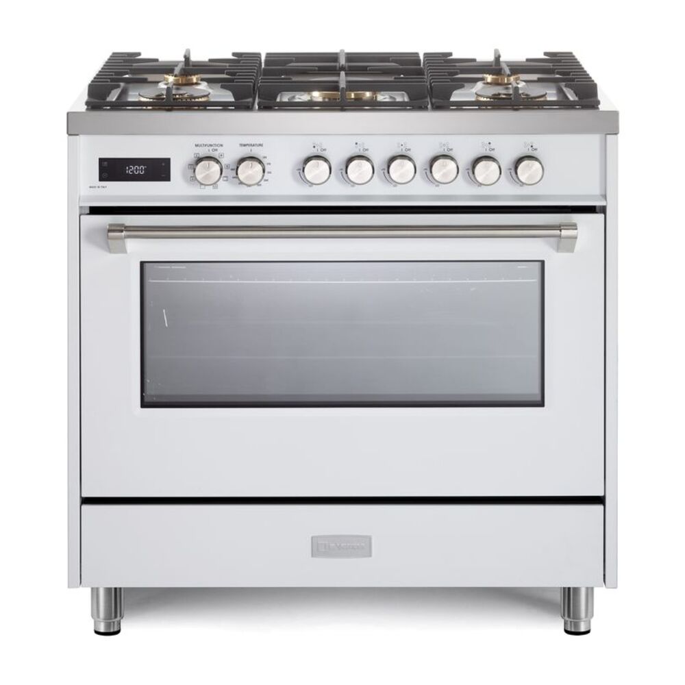 36 inch Ultima Collection Freestanding Dual Fuel Range with 5 Sealed SABAF Brass Burners, 5 cu. ft. Oven Capacity VUFSGE365W
