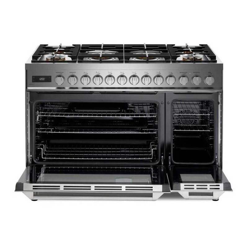 48 inch Ultima Collection Dual Fuel Range with 6 Brass Sealed Burners, 5.8 cu. ft. Oven Capacity, Digital Clock VUFSGE486DSS