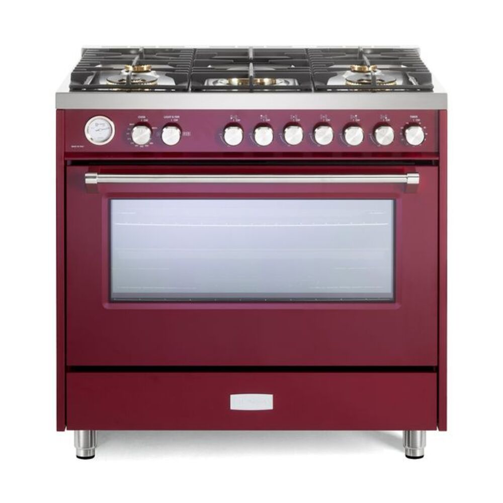 36 inch Ultima Collection Freestanding Gas Range with 5 Sealed SABAF Brass Burners, 5 cu. ft. Oven Capacity, Temperature Gauge VUFSGG365BU