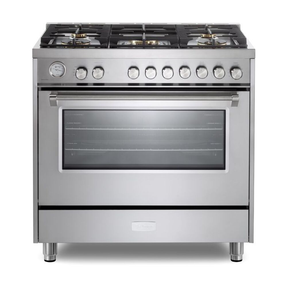 36 inch Ultima Collection Freestanding Gas Range with 5 Sealed SABAF Brass Burners, 5 cu. ft. Oven Capacity, Temperature Gauge VUFSGG365SS