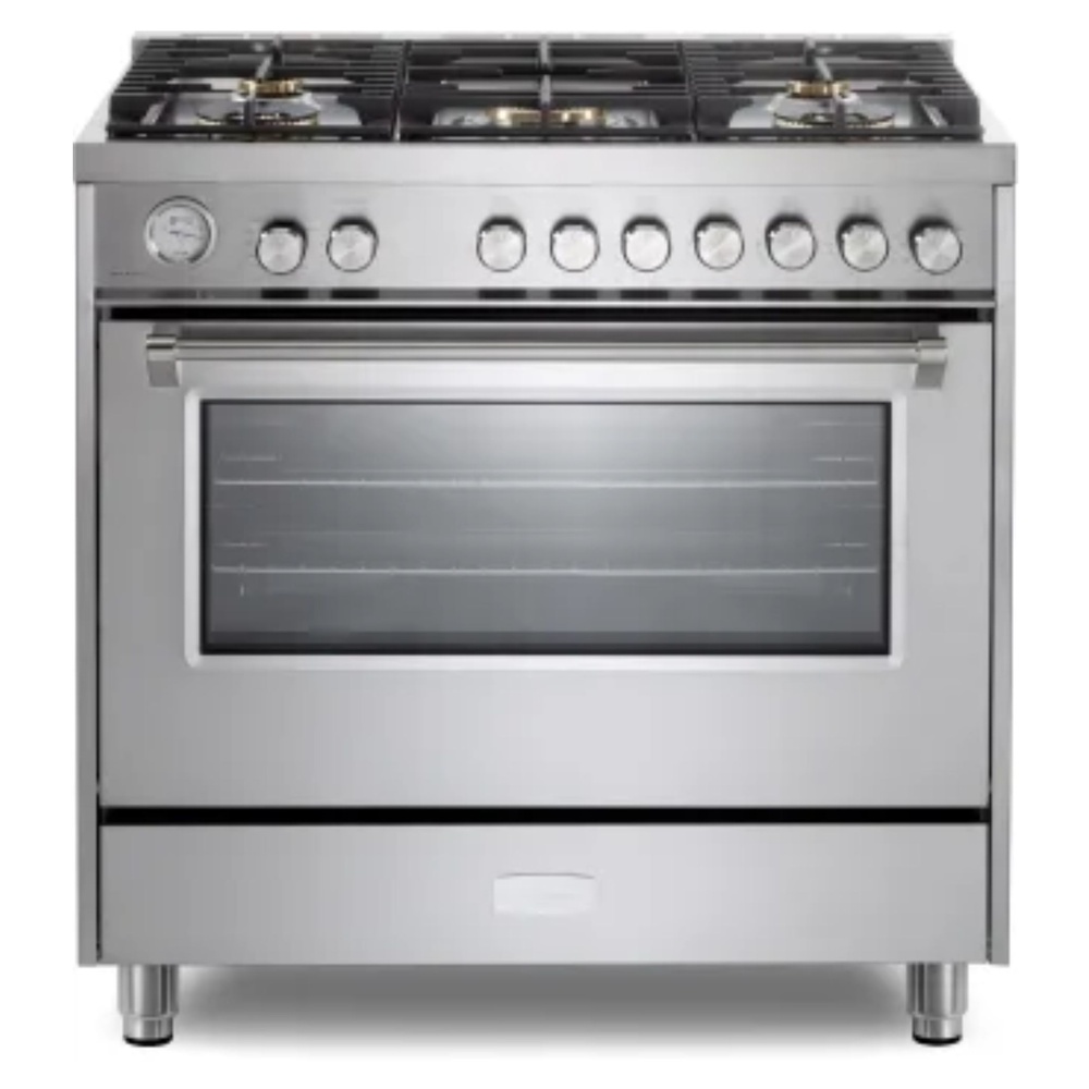 36 inch Ultima Collection Freestanding Gas Range with 5 Sealed SABAF Brass Burners, 5 cu. ft. Oven Capacity, Temperature Gauge VUFSGG365SS