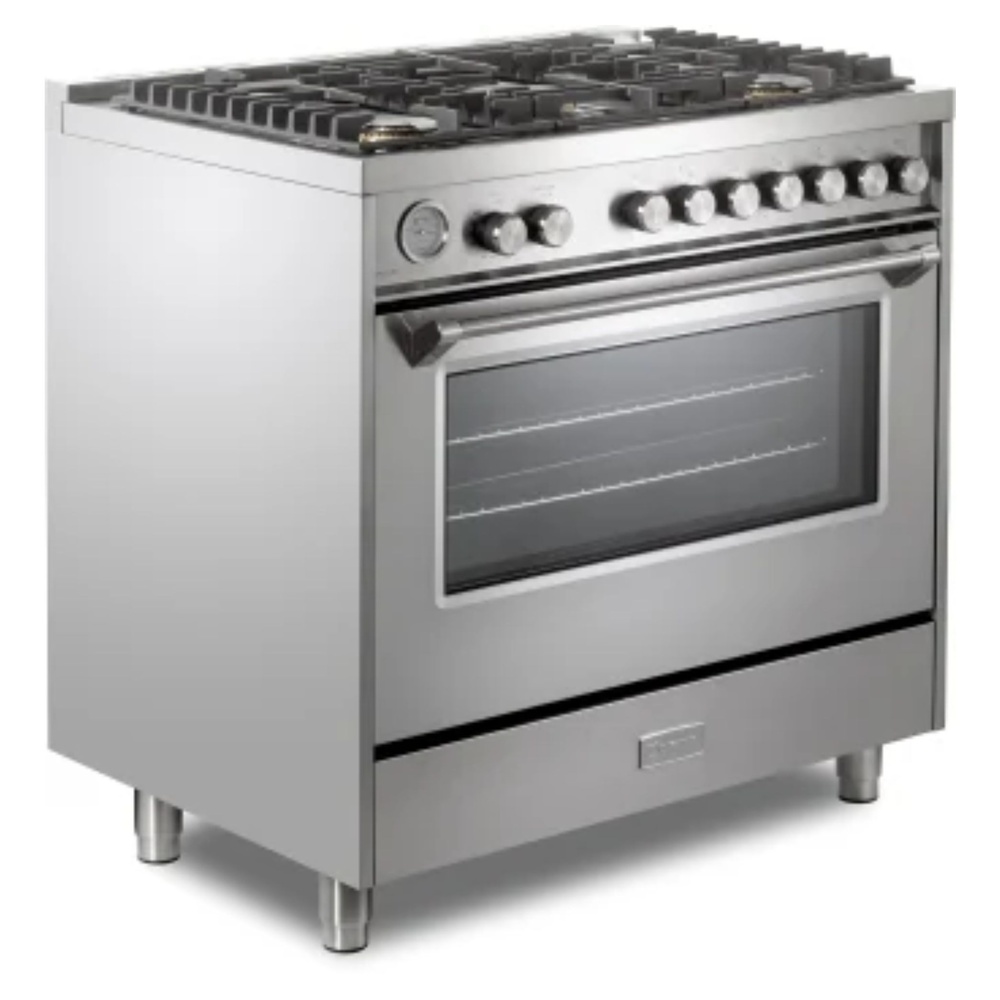 36 inch Ultima Collection Freestanding Gas Range with 5 Sealed SABAF Brass Burners, 5 cu. ft. Oven Capacity, Temperature Gauge VUFSGG365SS