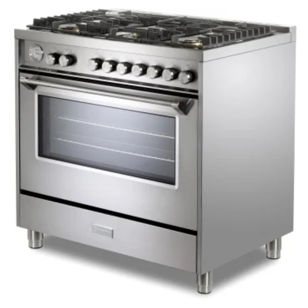 36 inch Ultima Collection Freestanding Gas Range with 5 Sealed SABAF Brass Burners, 5 cu. ft. Oven Capacity, Temperature Gauge VUFSGG365SS