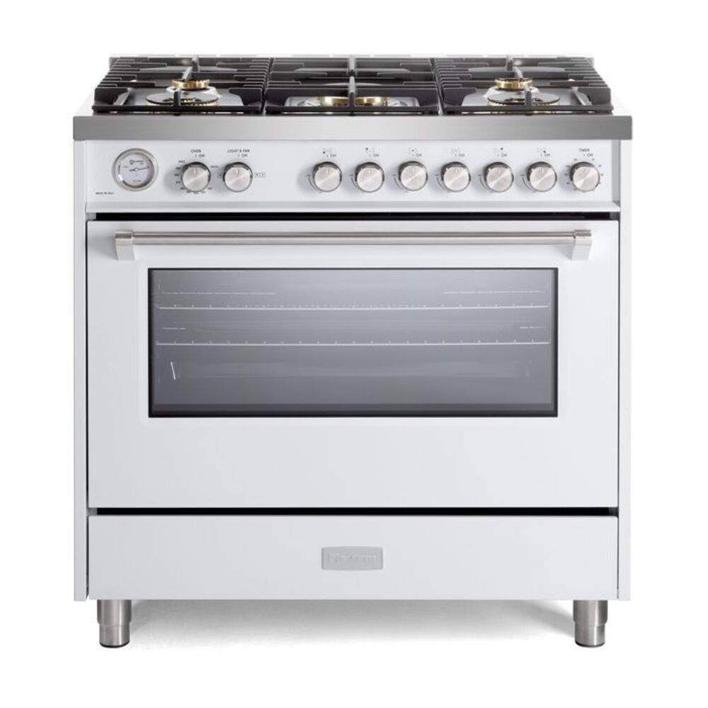 36 inch Ultima Collection Freestanding Gas Range with 5 Sealed SABAF Brass Burners, 5 cu. ft. Oven Capacity, Temperature Gauge VUFSGG365W