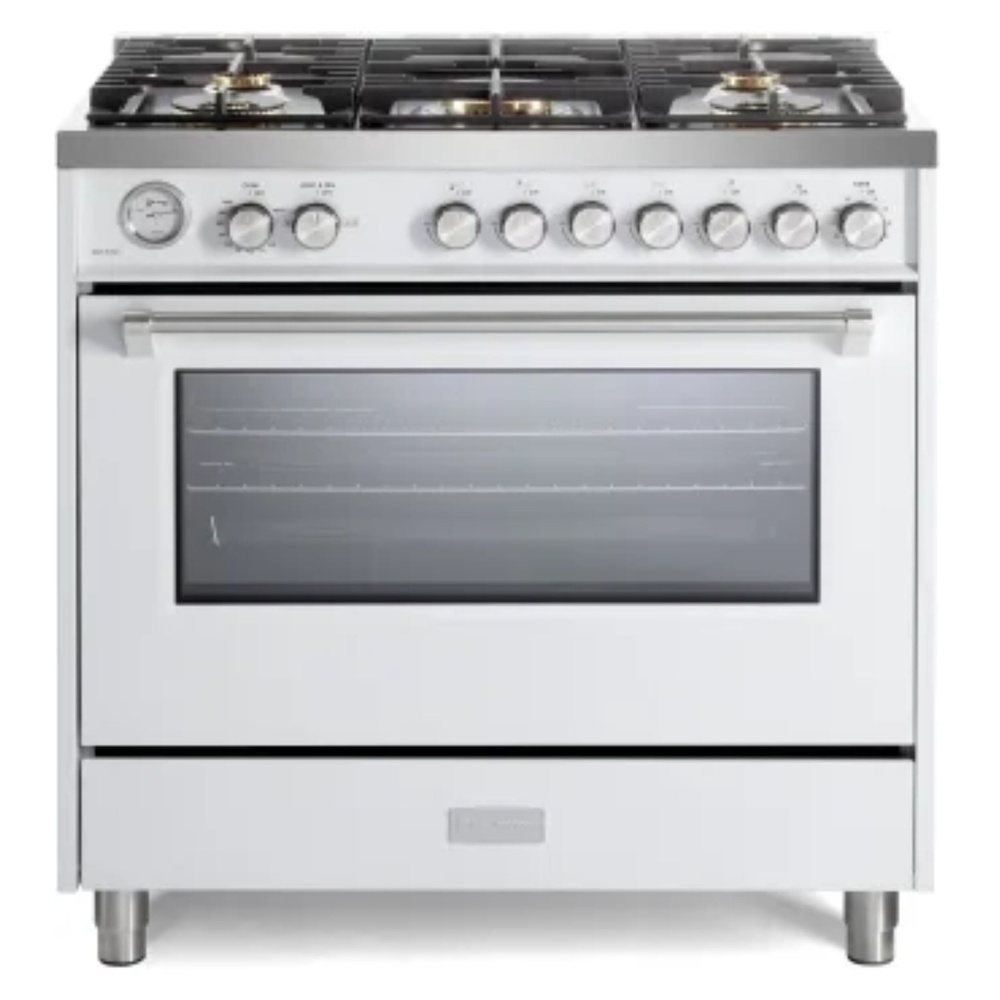 36 inch Ultima Collection Freestanding Gas Range with 5 Sealed SABAF Brass Burners, 5 cu. ft. Oven Capacity, Temperature Gauge VUFSGG365W