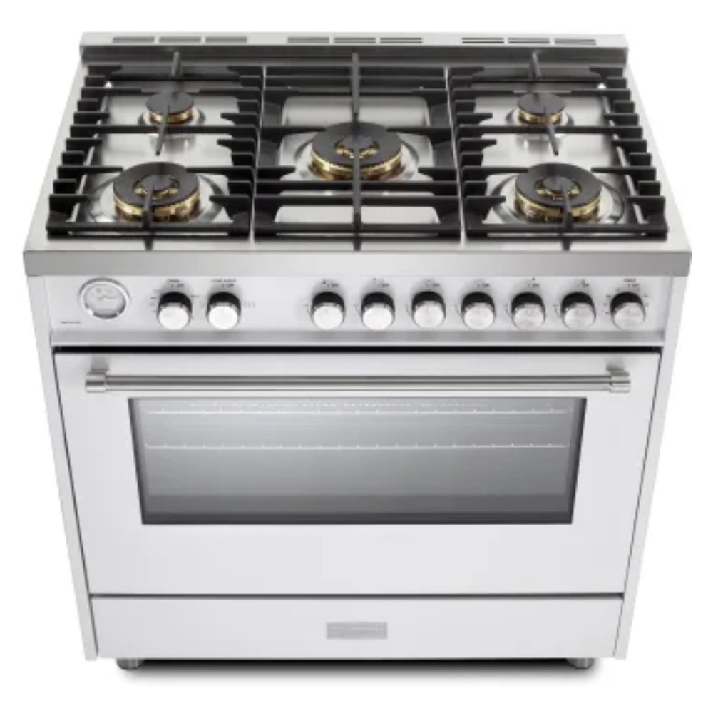 36 inch Ultima Collection Freestanding Gas Range with 5 Sealed SABAF Brass Burners, 5 cu. ft. Oven Capacity, Temperature Gauge VUFSGG365W