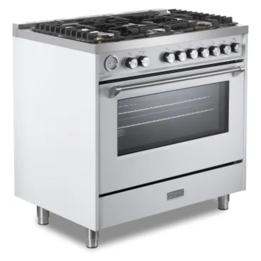 36 inch Ultima Collection Freestanding Gas Range with 5 Sealed SABAF Brass Burners, 5 cu. ft. Oven Capacity, Temperature Gauge VUFSGG365W