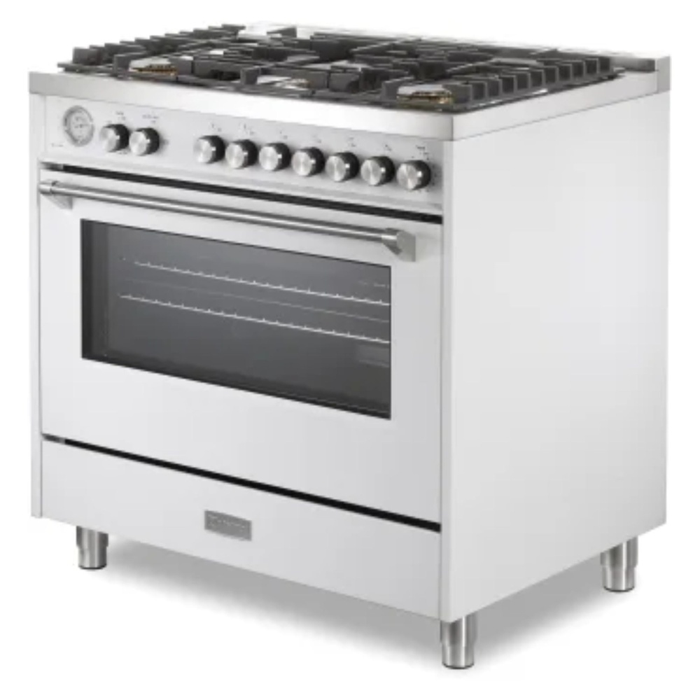 36 inch Ultima Collection Freestanding Gas Range with 5 Sealed SABAF Brass Burners, 5 cu. ft. Oven Capacity, Temperature Gauge VUFSGG365W