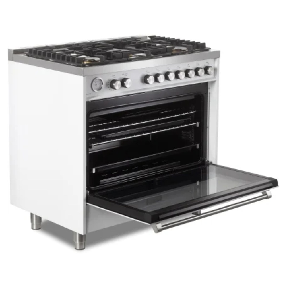 36 inch Ultima Collection Freestanding Gas Range with 5 Sealed SABAF Brass Burners, 5 cu. ft. Oven Capacity, Temperature Gauge VUFSGG365W