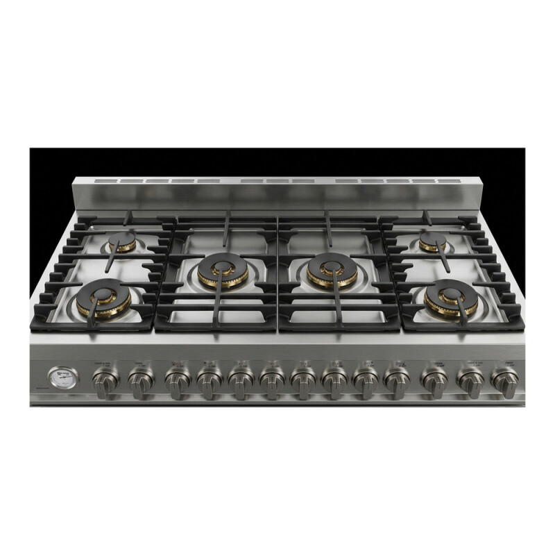 48 inch Ultima Collection Gas Range with 6 Brass Burners, 5.2 cu. ft. Oven Total Capacity, LP Conversion Kit, Analog Temperature Indicator VUFSGG486DSS