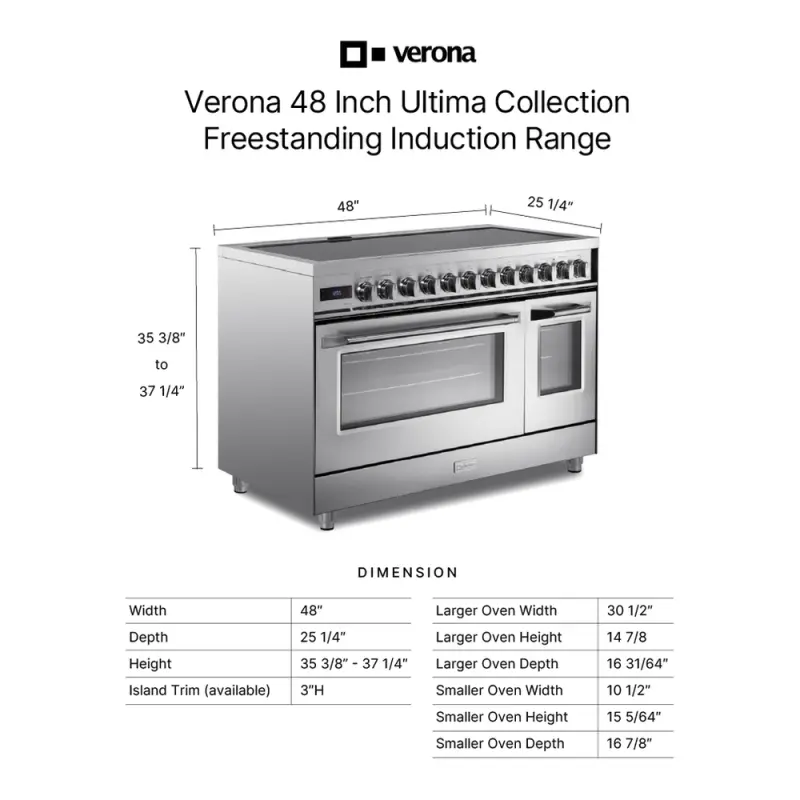 48 inch Ultima Collection Induction Range with 7 Elements, Griddle, 6.5 cu. ft. Total Oven Capacity, Bridge Control, Digital Clock VUFSIE487DSS
