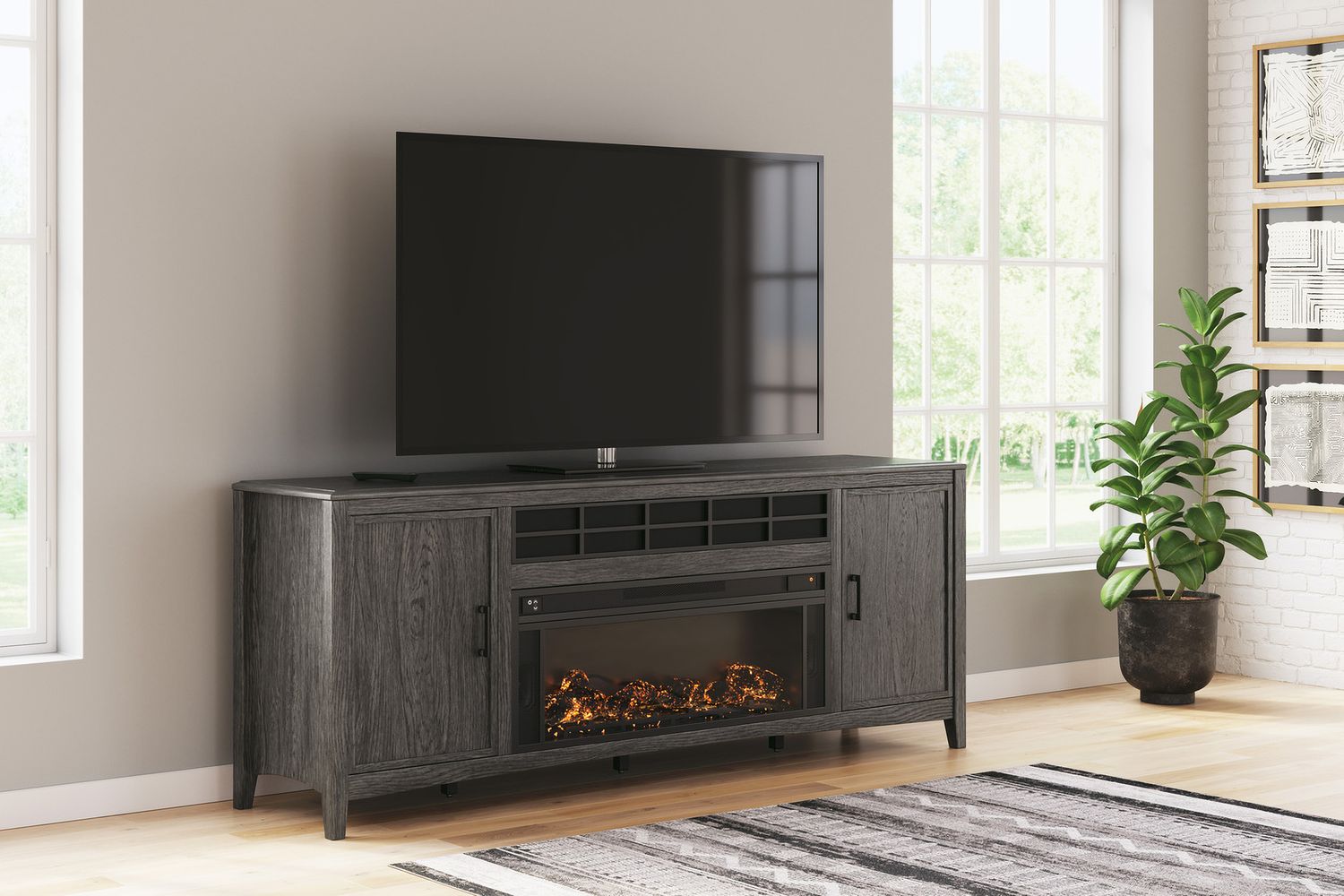 Entertainment Accessories Black Fireplace Insert W10012