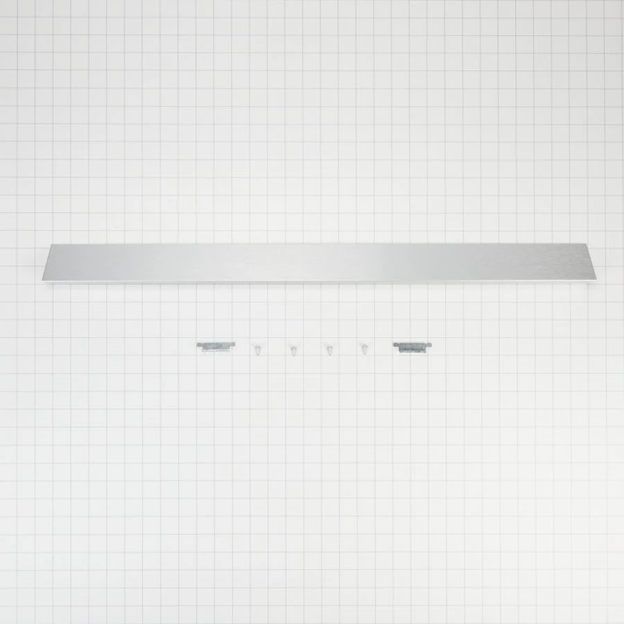Slide-in Range Rear Filler Kit, Stainless Steel, with (1) triangular fill strip, (2) mounting brackets, and two screws W10113901A