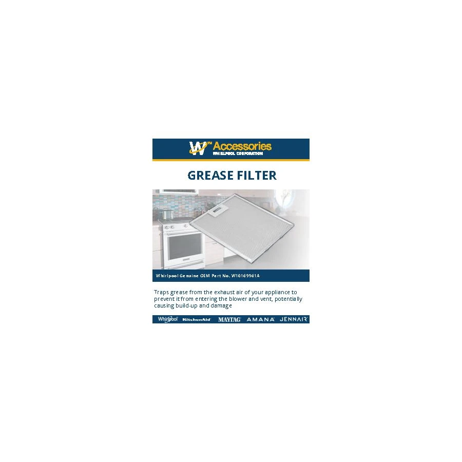 JennAir Range Vent Hood Grease Filter - Silver for Model JXW6036WR W10169961A