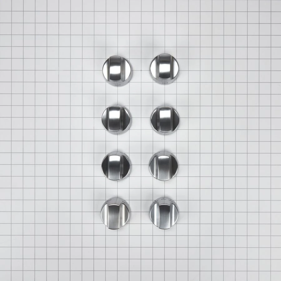 KitchenAid 36-IN/48-IN Range Bladed, Stemless Burner Knobs Kit (Set of 8) - Stainless Steel (Includes One Griddle and Grill) view 2