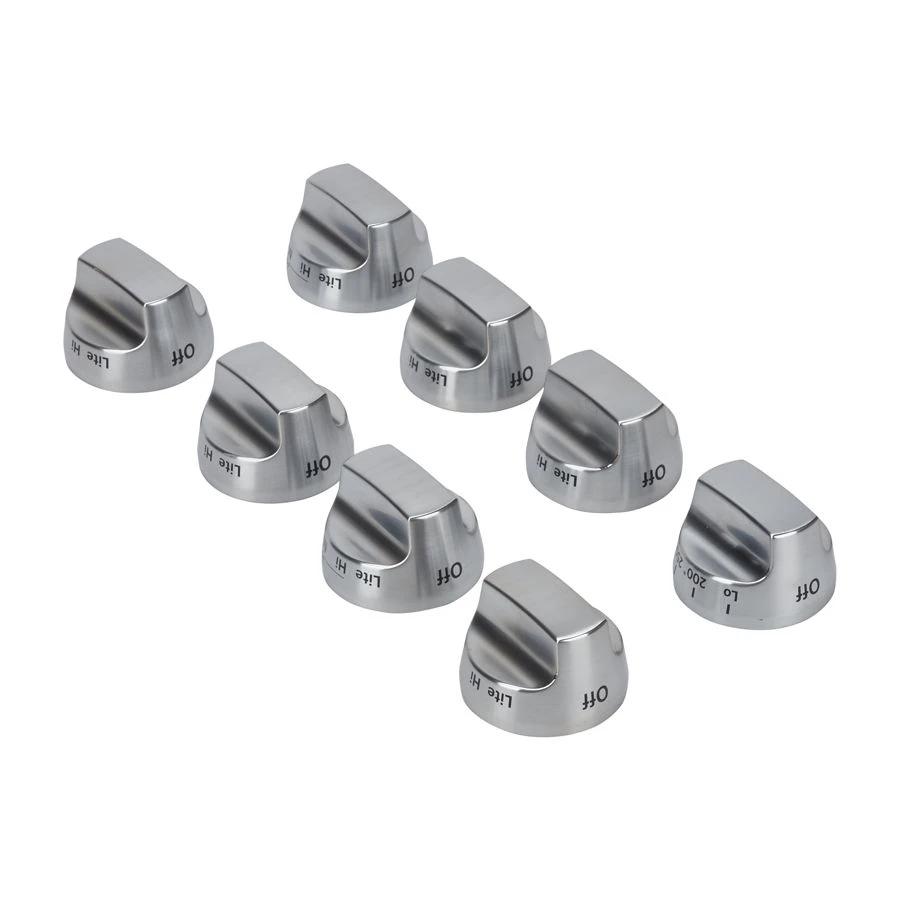 Kitchenaid 36-in/48-in Range Bladed, Stemless Burner Knobs Kit (set Of 8) - Stainless Steel (includes One Griddle And Grill) W10231704