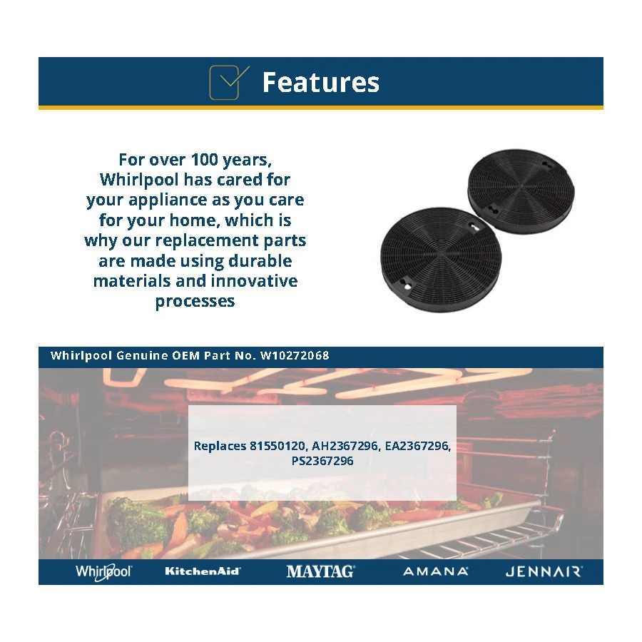 2-pack Charcoal Range Hood Filters For Various Models - Jxw0330w And Uxt5536aa view 6