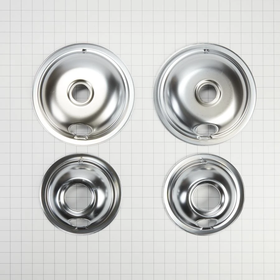 Range Electric/cooktop 4-pack Round Drip Bowls (two 6-in And Two 8-in) - Chrome For Non-hinged, 2-wire Plug Cooking Elements W10278125