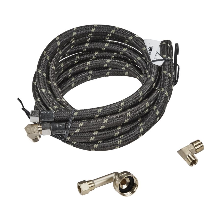 Dishwasher Inlet Supply Hose Kit Of 12' Rubber Hose With Two 3/8" Ends, And 3/8" & 3/4" Connectors W10278628IP