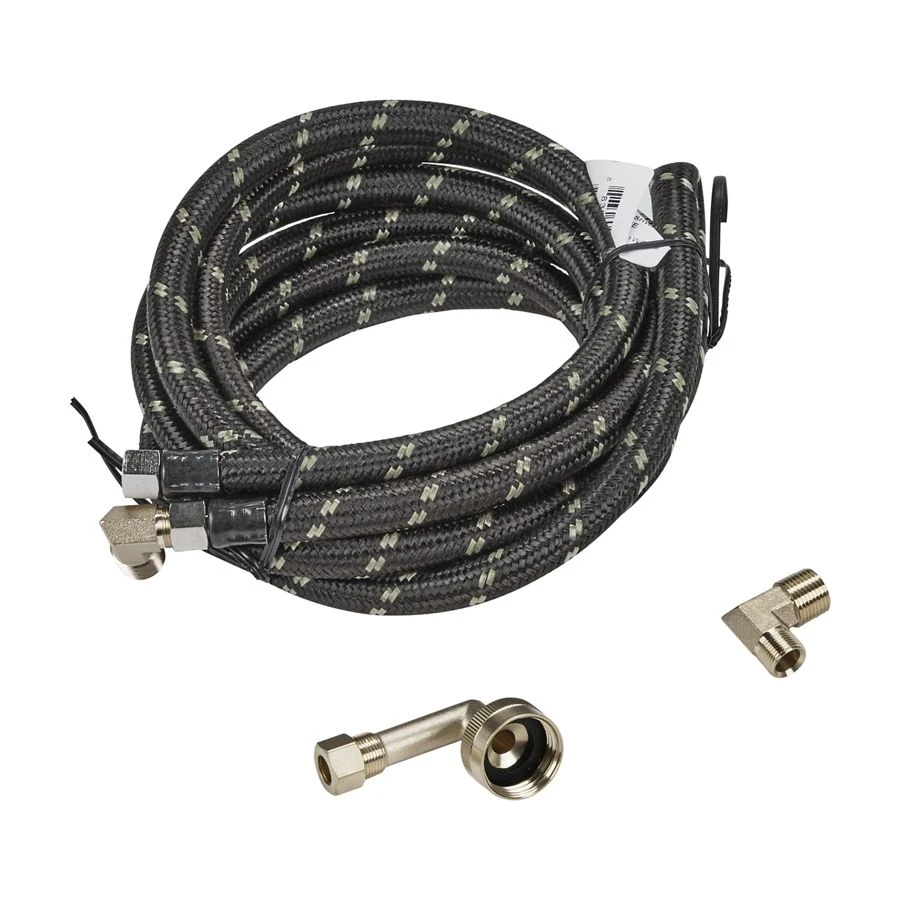 Dishwasher Inlet Supply Hose Kit Of 12' Rubber Hose With Two 3/8" Ends, And 3/8" & 3/4" Connectors W10278628IP