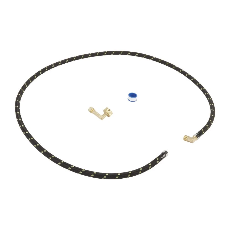 Dishwasher Water Line Installation Kit With 6' Braided Hose, 3/8" Comp X 3/8" Npt Male Elbow Fitting, 3/4" Nh X 3/8" Comp Gooseneck Fitting With Epdm Washer, Teflon Tape, And Instructions W10278636RC