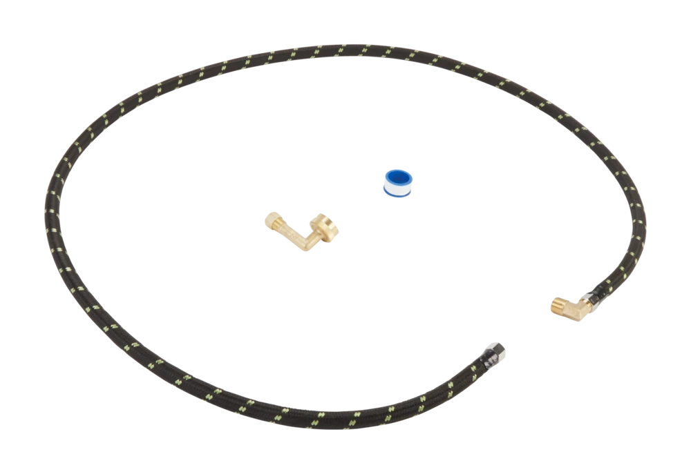 Dishwasher Water Line Installation Kit With 6' Braided Hose, 3/8" Comp X 3/8" Npt Male Elbow Fitting, 3/4" Nh X 3/8" Comp Gooseneck Fitting With Epdm Washer, Teflon Tape, And Instructions W10