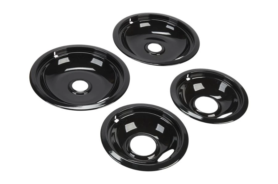 Range Electric/Cooktop 4-Pack Round Drip Bowls (Two 6-IN and Two 8-IN) - Black for Non-Hinged, 2-Wire Plug Cooking Elements W10288051