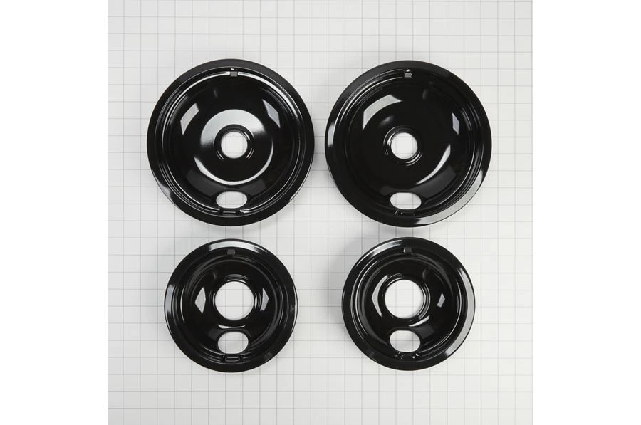 Range Electric/Cooktop 4-Pack Round Drip Bowls (Two 6-IN and Two 8-IN) - Black for Non-Hinged, 2-Wire Plug Cooking Elements W10288051