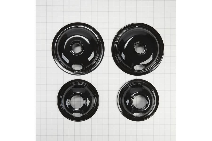 Range Electric/Cooktop 4-Pack Round Drip Bowls (Two 6-IN and Two 8-IN) - Black for Non-Hinged, 2-Wire Plug Cooking Elements W10288051