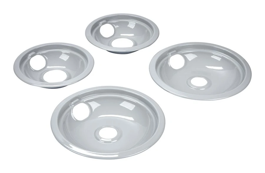 Range Electric/Cooktop 4-Pack Round Drip Bowls (Two 6-IN and Two 8-IN) - Grey for Non-Hinged, 2-Wire Plug Cooking Elements W10291024