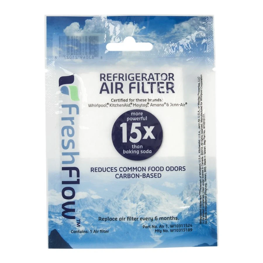 Freshflow Air Filter Cartridge for Refrigerators - 15X More Powerful than Baking Soda at Reducing Common Food Odors W10311524