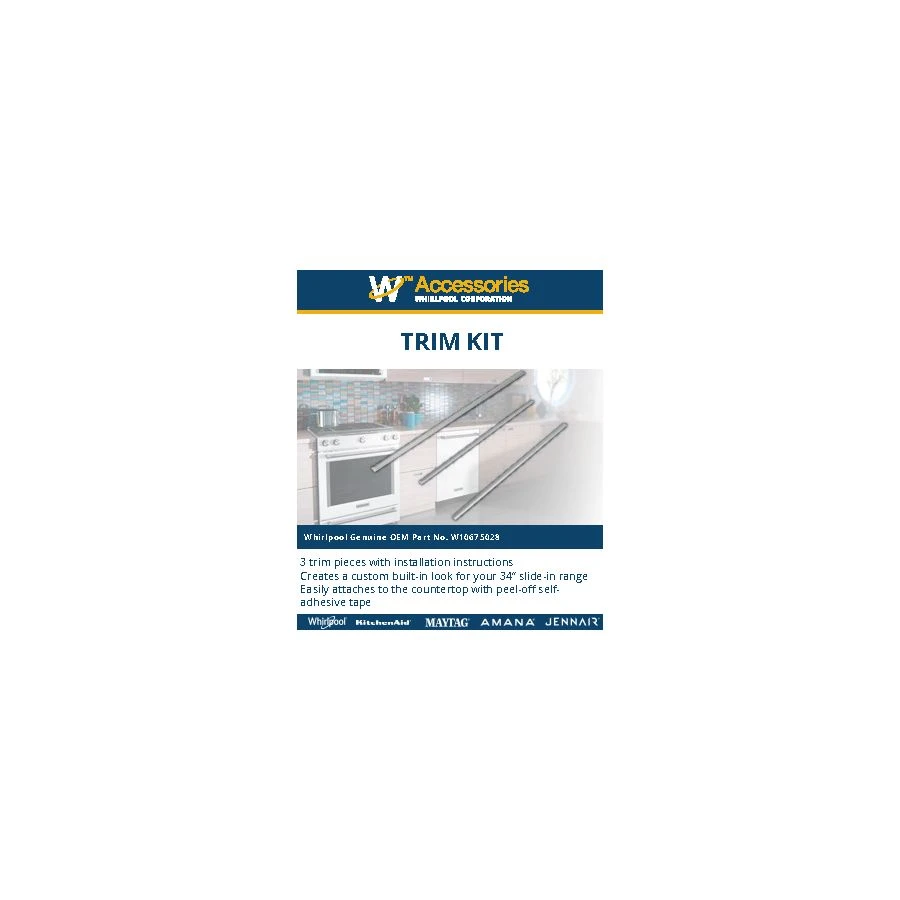 34" Slide-in Range Trim Kit, Stainless Steel, with (3) trim pieces, and installation instructions view 5
