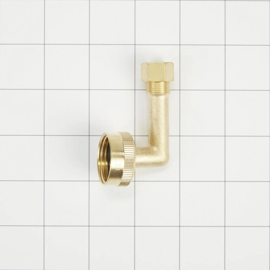 Dishwasher Brass Gooseneck Fitting with washer, 3/4" NH x 3/8" compression fitting W10685193
