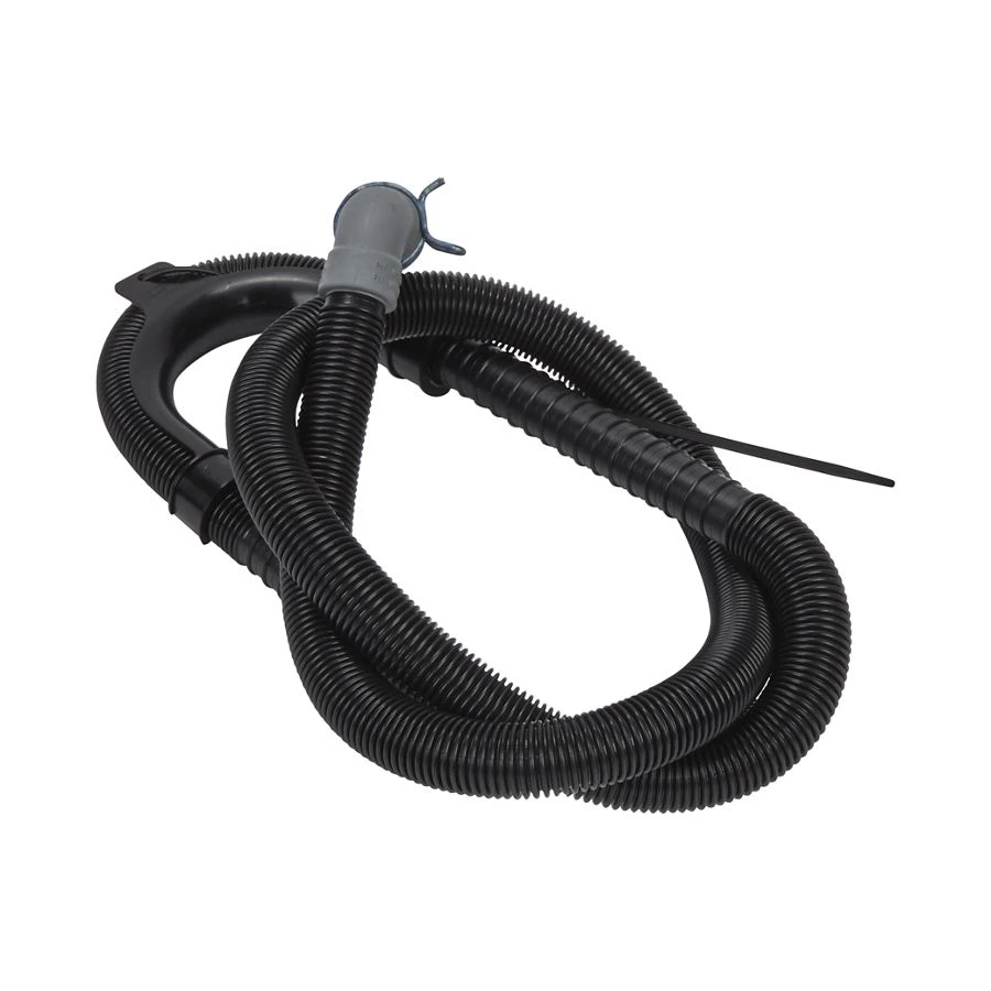 6' Black flexible washer drain hose with elbow bracket, 1" inner diameter grey 90-degree coupler & metal clamp - 1 pack W11281268