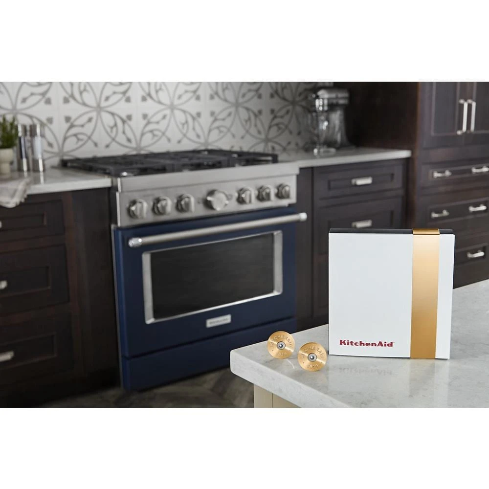KitchenAid Commercial-Style Range Handle Medallion Kit - Gold (Includes Two Medallions, Screws, and One 1/8-IN Hex Wrench) W11368841NE