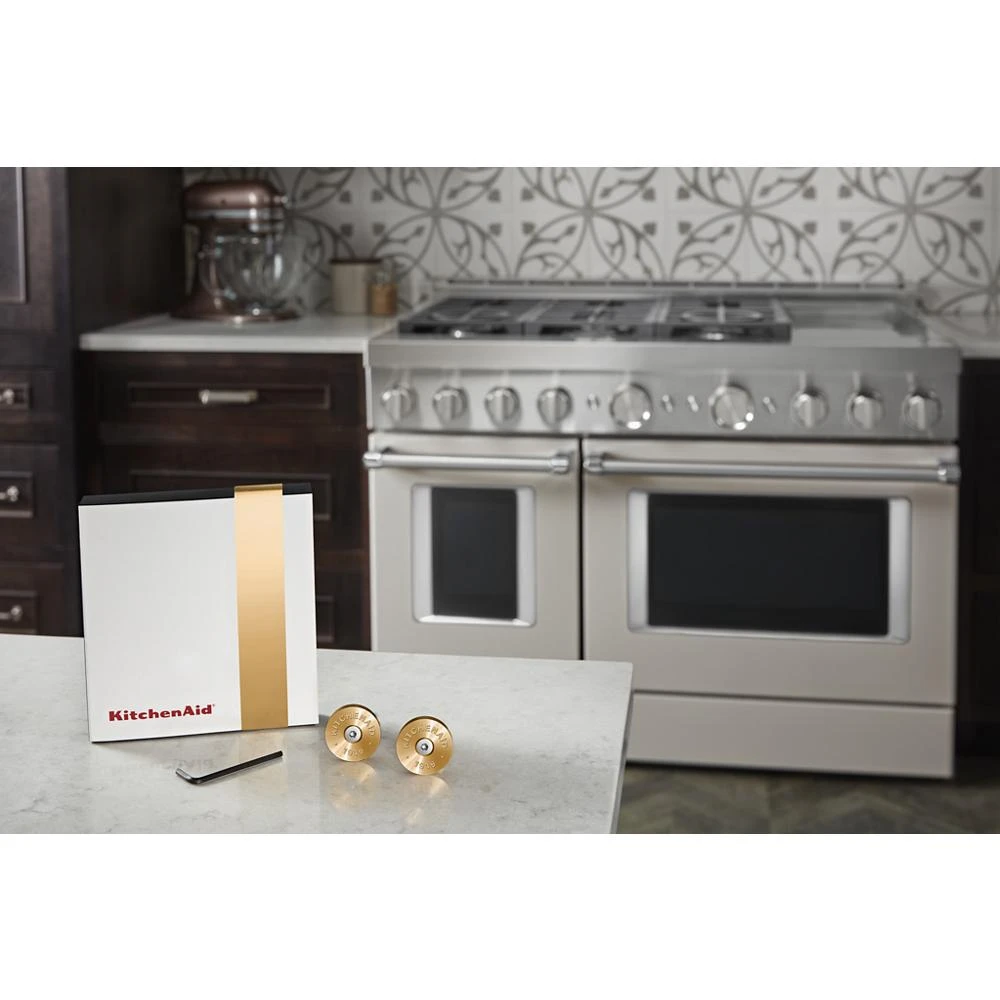 KitchenAid Commercial-Style Range Handle Medallion Kit - Gold (Includes Two Medallions, Screws, and One 1/8-IN Hex Wrench) W11368841NE