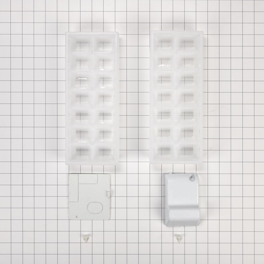 Ice Maker Removal Kit, With (1) Plastic Closure, (3) Hole Plugs, (1) Evaporator Cover, (1) Tube Fitting Cover And (2) Ice Trays W11412645