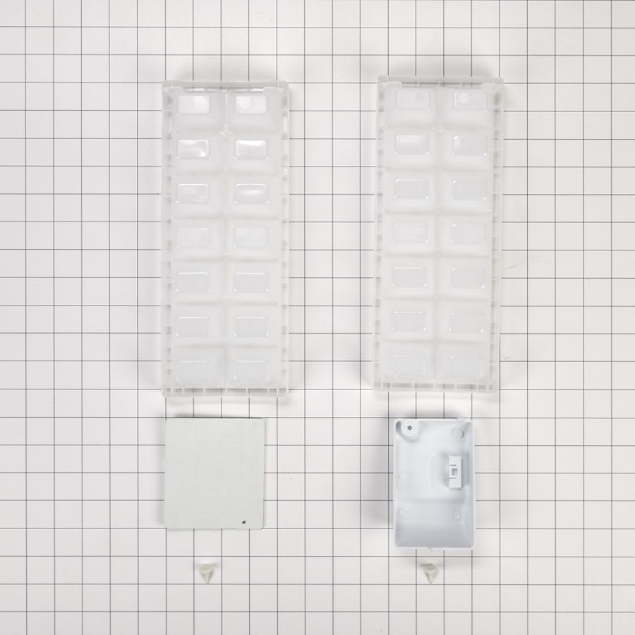 Ice Maker Removal Kit, With (1) Plastic Closure, (3) Hole Plugs, (1) Evaporator Cover, (1) Tube Fitting Cover And (2) Ice Trays W11412645