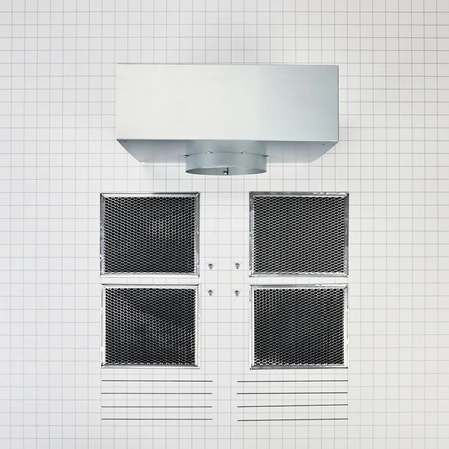 Range Hood Wall Recirculation Kit with 2 Charcoal Filters, 4 Clips, and a Deflector Damper - Silver W11430925