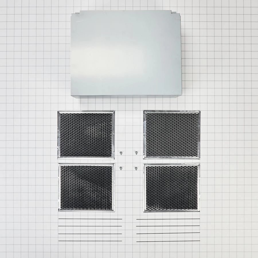 Range Hood Wall Recirculation Kit with 2 Charcoal Filters, 4 Clips, and a Deflector Damper - Silver W11430925