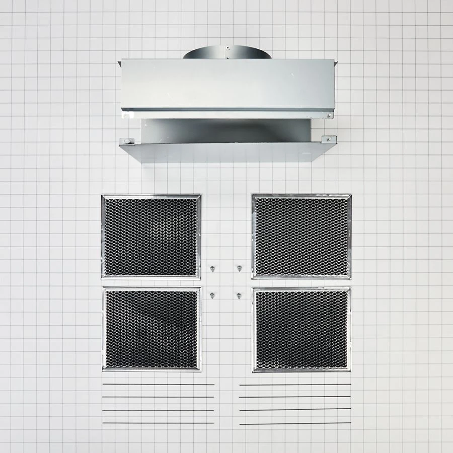Range Hood Wall Recirculation Kit with 2 Charcoal Filters, 4 Clips, and a Deflector Damper - Silver W11430925