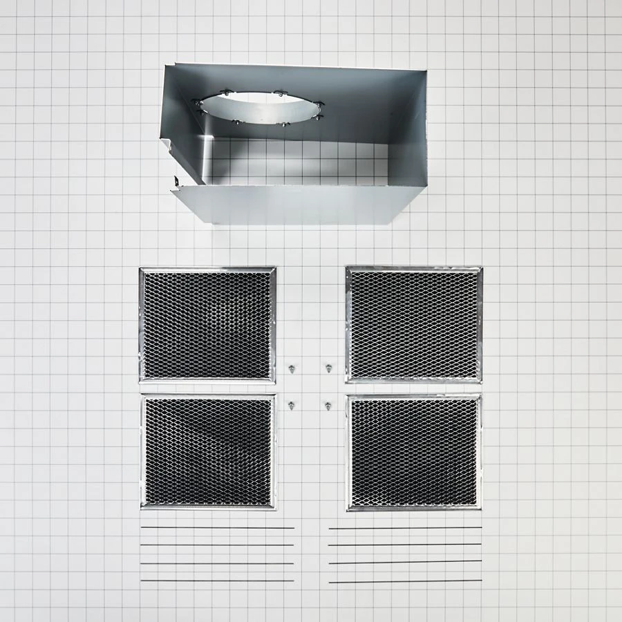 Range Hood Wall Recirculation Kit with 2 Charcoal Filters, 4 Clips, and a Deflector Damper - Silver W11430925