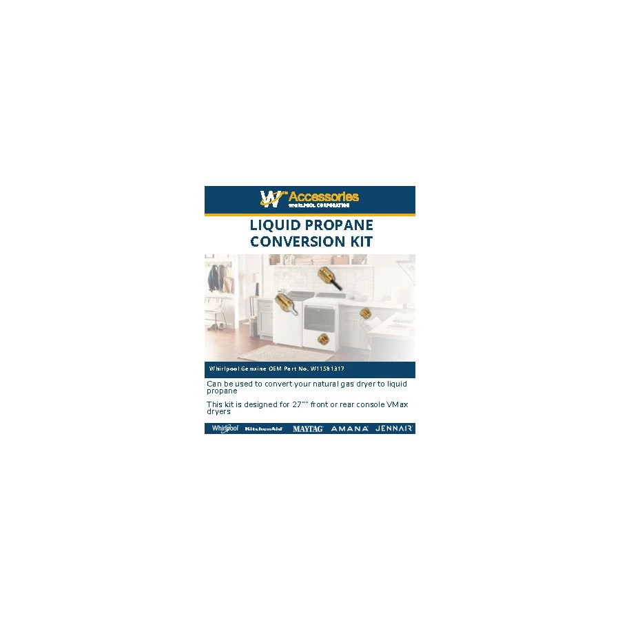 Gas Dryer Conversion Kit fits 27" F/R console VMAX dryers, propane-orifice size-55, butane-orifice size-54 view 4